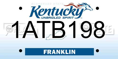 1ATB198 Kentucky License Plate