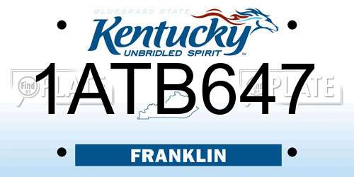1ATB647 Kentucky License Plate