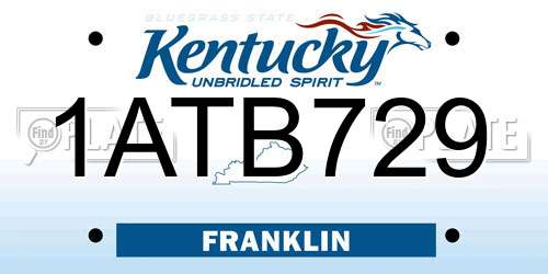 1ATB729 Kentucky License Plate