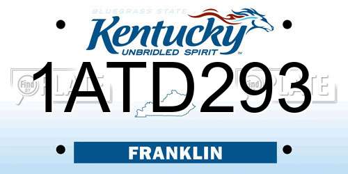 1ATD293 Kentucky License Plate