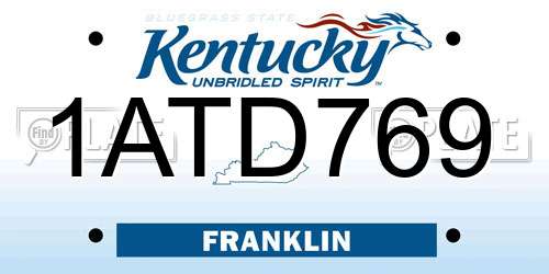1ATD769 Kentucky License Plate
