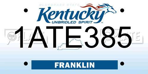 1ATE385 Kentucky License Plate