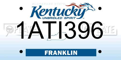 1ATI396 Kentucky License Plate
