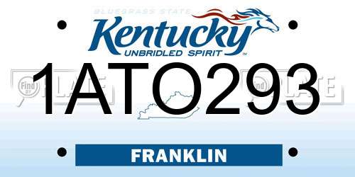 1ATO293 Kentucky License Plate