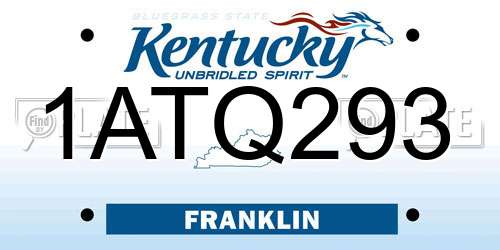 1ATQ293 Kentucky License Plate