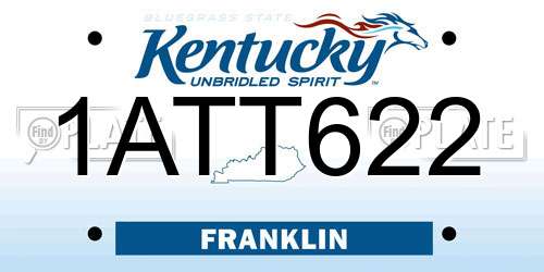 1ATT622 Kentucky License Plate