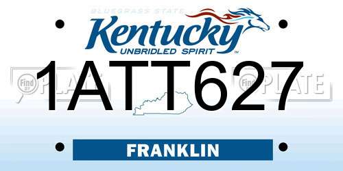 1ATT627 Kentucky License Plate