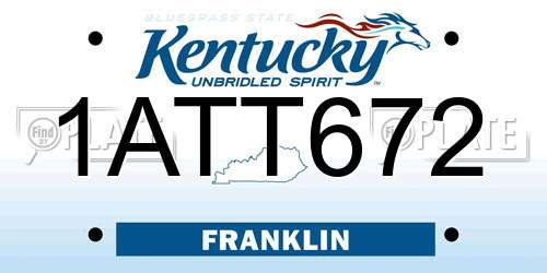 1ATT672 Kentucky License Plate