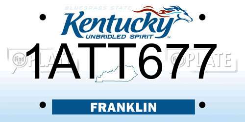 1ATT677 Kentucky License Plate