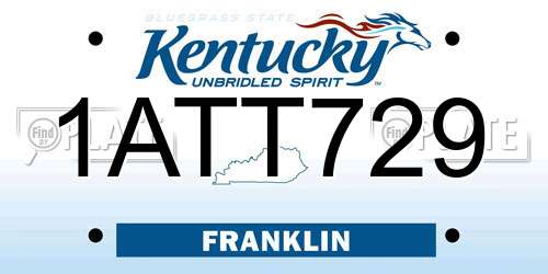 1ATT729 Kentucky License Plate