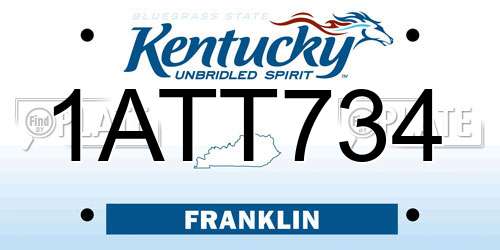 1ATT734 Kentucky License Plate