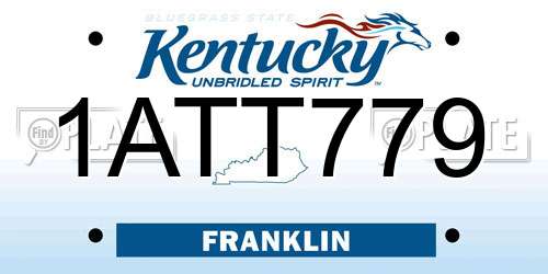 1ATT779 Kentucky License Plate