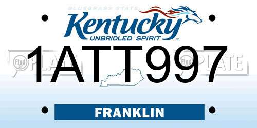 1ATT997 Kentucky License Plate