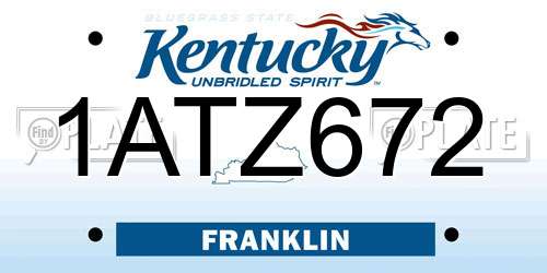 1ATZ672 Kentucky License Plate