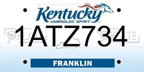 1ATZ734 Kentucky License Plate