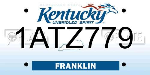 1ATZ779 Kentucky License Plate