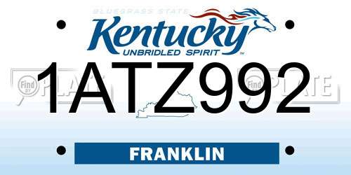 1ATZ992 Kentucky License Plate