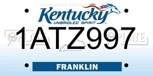 1ATZ997 Kentucky License Plate