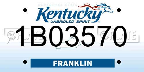 1B03570 Kentucky License Plate