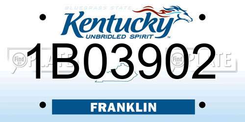 1B03902 Kentucky License Plate