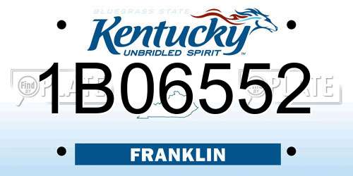 1B06552 Kentucky License Plate