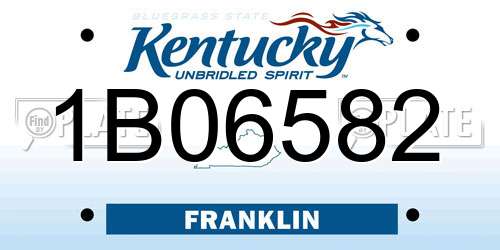 1B06582 Kentucky License Plate