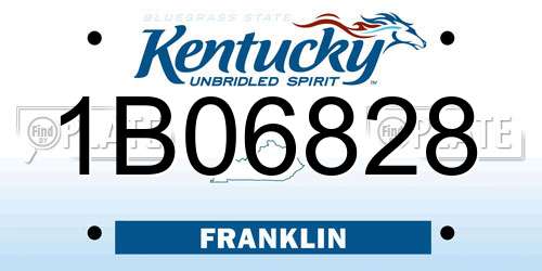 1B06828 Kentucky License Plate