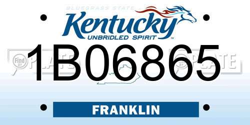 1B06865 Kentucky License Plate
