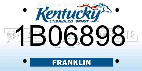 1B06898 Kentucky License Plate