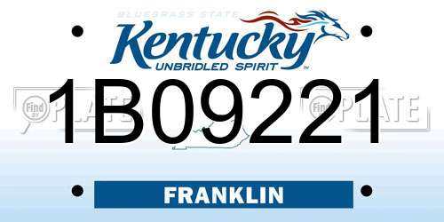 1B09221 Kentucky License Plate
