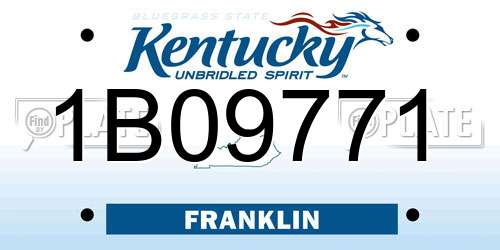 1B09771 Kentucky License Plate