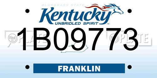 1B09773 Kentucky License Plate