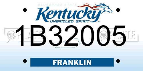 1B32005 Kentucky License Plate