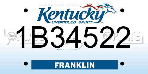 1B34522 Kentucky License Plate