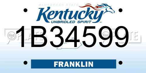 1B34599 Kentucky License Plate
