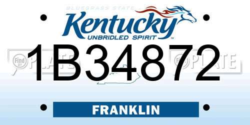 1B34872 Kentucky License Plate