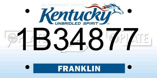 1B34877 Kentucky License Plate