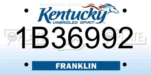 1B36992 Kentucky License Plate