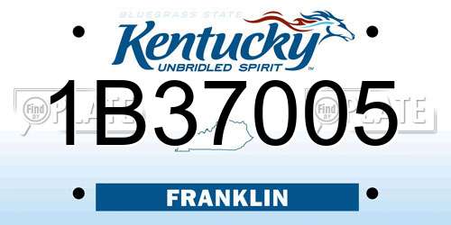 1B37005 Kentucky License Plate