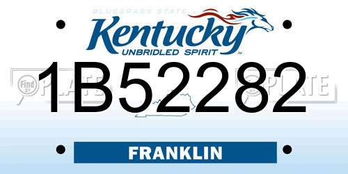 1B52282 Kentucky License Plate