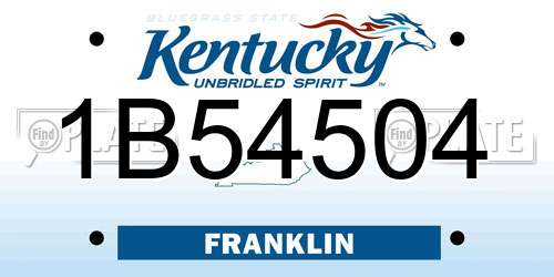 1B54504 Kentucky License Plate