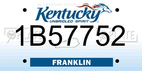 1B57752 Kentucky License Plate