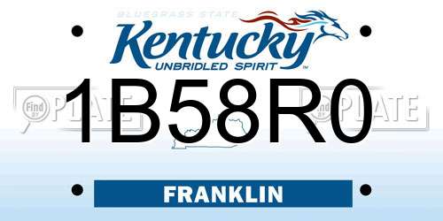 1B58R0 Kentucky License Plate