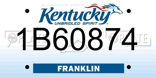 1B60874 Kentucky License Plate