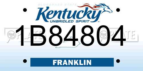 1B84804 Kentucky License Plate