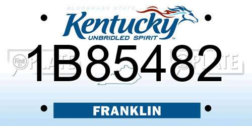 1B85482 Kentucky License Plate