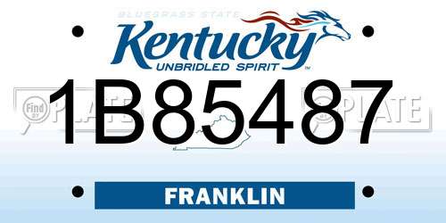 1B85487 Kentucky License Plate