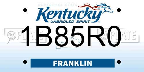 1B85R0 Kentucky License Plate