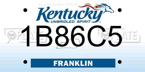 1B86C5 Kentucky License Plate