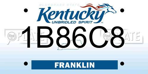1B86C8 Kentucky License Plate